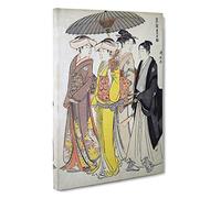 A Lady & Maids by Torii Kiyonaga Canvas Print | Gallery Wrapped 30mm Frame Wall Art | 30x20 inches | Ready to Hang | Modern People Picture | Living Room Bedroom Lounge Office