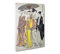 A Lady & Maids By Torii Kiyonaga Canvas Print | Gallery Wrapped 30mm Frame Wall Art | 30x20 inches | Ready to Hang | Asian People Picture | Living Room Bedroom Lounge Office
