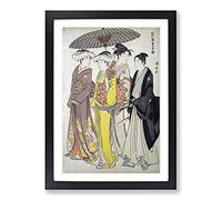 A Lady & Maids by Torii Kiyonaga Framed Print | A2 Black Framed Wall Art | Ready to Hang | Modern Nature Picture | Living Room Bedroom Lounge Office