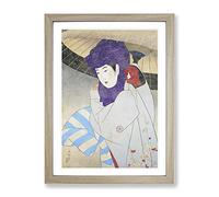 A Lady With A Parasol By Ito Shinsui Asian Japanese Framed Print | A2 Oak Framed Wall Art | Ready to Hang | Asian Nature Picture | Living Room Bedroom Lounge Office
