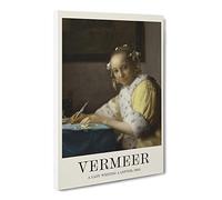 A Lady Writing A Letter By Johannes Vermeer Canvas Print | Gallery Wrapped 30mm Frame Wall Art | 30x20 inches | Ready to Hang | Baroque People Picture | Living Room Bedroom Lounge Office
