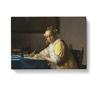 A Lady Writing A Letter By Johannes Vermeer Classic Painting Canvas Wall Art Print Ready to Hang, Framed Picture for Living Room Bedroom Home Office Décor, 50x35 cm (20x14 Inch)
