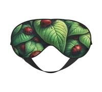 A Ladybug Full of Life On A Leaf Print Sleep Mask with Adjustable Strap, Comfortable Eye Cover for Travel, Yoga, Napping, Sleeping & Relaxation