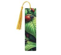 A Ladybug Full of Life On A Leaf Unique Double-Sided Artwork Printed Wooden Bookmarks, Artistic Book Accessories Birthday Presents for Men Women Presents for Book Lovers