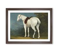 A Lady's Grey Hunter Horse By Jacques Laurent Agasse Classic Painting Framed Print | A4 Walnut Framed Wall Art | Ready to Hang | Classic Animal Picture | Living Room Bedroom Lounge Office