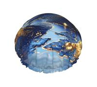 A landscape shimmering Reusable shower cap - double-layer waterproof, elastic, environmentally friendly daily use shower cap
