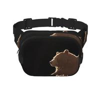 A large brown bear Pattern trendy fashionable waist bag, unisex travel sports messenger bag