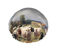 A large farm. Double layer women's shower cap, reusable, large size design suitable for all hair lengths, suitable for girls, spa and home salon use.