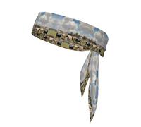 A large farm. Printed Headband Unisex Dry Headband,Adjustable Elastic Sweat Band with Back Tie Design