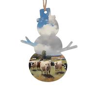 A large farm. Wooden Christmas Tree Ornaments Snowman Shape 6 PCS - Vintage Pendant Decorations for Holiday Home Decor