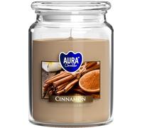 A large scented candle in glass with lid with cinnamon fragrance, 100 hours burn time, Christmas fragrance, spicy aroma