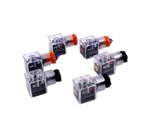 A-LED Connectors Hydraulic Solenoid Valve Type Sockets Coil Transparent Plug AC220/110 DC24/12V Coil Plug with Indicator Light(AC 220V Orange)