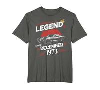 A Legend was Born in December 1973 Awesome Man Boy Birthday T-Shirt, Men's Big and Tall, Asphalt Grey, 5X Tall