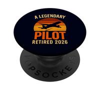 A Legendary Pilot Retired 2026 Vintage Aviation Retirement PopSockets Adhesive PopGrip