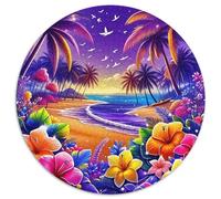 A Leisurely Summer Day 1000 Piece Round Puzzle For Adults And Kids A Dreamy Beach Jigsaw Puzzle Creative Unique Challenge Games Impossible Hard Difficult Challenging Puzzles 1000pcs (67.5x67.5cm)