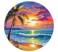 A Leisurely Summer Day 1000 Piece Round Puzzle For Adults And Kids A Dreamy Beach Jigsaw Puzzle Creative Unique Challenge Games Stress Reliever Difficult Challenge 1000pcs (67.5x67.5cm)