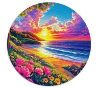 A Leisurely Summer Day 1000 Piece Round Puzzle for Adults Kids 14+ A Dreamy Beach Jigsaws Creative Unique Challenge Games Family Game 1000pcs (67.5x67.5cm)