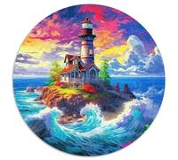 A Leisurely Summer Day 1000 Piece Round Puzzles For Adults And Kids A Dreamy Beach Jigsaws Creative Unique Challenge Games Stress Reliever Difficult Challenge 1000pcs (67.5x67.5cm)