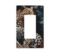 A leopard sits Wall Plate Cover 1 Gang Light Switch Cover Decorative Single Duplex Wall Plates Standard Size Decorator Blank Electrical Switch Plate Cover for Electrical Outlets