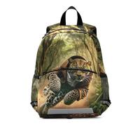 A Leopard Wearing Sunglasses and an Adventure Suit is Shuttling Through The Forest Kids Backpack for Toddlers, Kid's Backpack for Boys Girls, Kindergarten Preschool Nursery Travel Bag