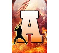 A: Letter "A" Initial Baseball Player and Fire Flames Personalized Name Monogram Notebook - College-Ruled Personal Journal, Writing Pad, or Diary for Football Fans - 110 Pages, 6x9