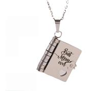 A Letter for My Mom Book Necklace - 6-Page Flip-Open Pendant with Engraved Messages from Daughter - Adjustable Silver 18k Gold Necklace - Sentimental Jewellery Keepsake