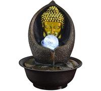 A Lighted Buddha Fountain,zen Meditation Indoor Decoration Water Fountain,resin Buddha Statue Gifts&decor,feng Shui Water Fountain Gold 11inch