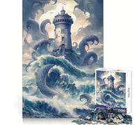 A Lighthouse And Monster Jigsaw Puzzle 1000 Piece for Teenagers Reason Boost Nice Thick Enjoyable Challenge Birthday Idea (50x75cm)