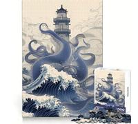 A Lighthouse And Monster Jigsaw Puzzles 1000 Pieces for Teenagers Brain Skill Smooth Connection Pattern Build Art Decor (38x26cm)