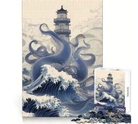 A Lighthouse And Monster Jigsaw Puzzles for Adults 1000 Pieces Think Smart Smooth Joint Home Activity Christmas Surprise (38x52cm)