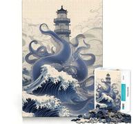 A Lighthouse And Monster Jigsaw Puzzles for Adults 1000 Pieces Think Smart Smooth Joint Home Activity Christmas Surprise (38x52cm)