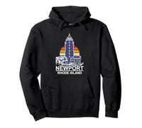 A Lighthouse And Retro Sunset Vintage Newport Rhode Island Pullover Hoodie
