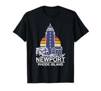 A Lighthouse and Retro Sunset Vintage Newport Rhode Island T-Shirt