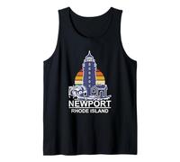 A Lighthouse and Retro Sunset Vintage Newport Rhode Island Tank Top