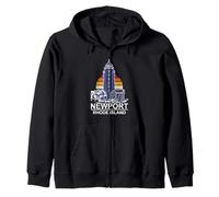A Lighthouse And Retro Sunset Vintage Newport Rhode Island Zip Hoodie