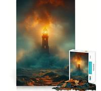 A Lighthouse And Stormy Se Jigsaw Puzzles 1000 Pieces for Teenagers Sharp Logic Stress Less Family Pastime Furniture Decor (38x26cm)