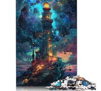 A Lighthouse in The Night Sky Puzzle Brain Teaser 100% Recycled Cardboard Jigsaw Puzzle for Women Men 1000pcs (75x50cm)