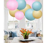 A Liittle Tree 12 PCs Mixed New Round Paper Lanterns Wedding Birthday Party Decor (Spring Shade 12)