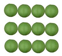A Liittle Tree -12 PCs Round Paper Lanterns Wedding Party Christmas New Year (Green, 14")