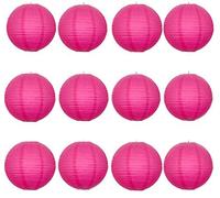 A Liittle Tree -12 PCs Round Paper Lanterns Wedding Party Christmas New Year (Hot Pink, 12")