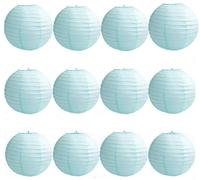 A Liittle Tree -12 PCs Round Paper Lanterns Wedding Party Christmas New Year (Light Blue, 8")