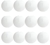A Liittle Tree 12 PCs Round Paper Lanterns Wedding Party Christmas New Year (White, 8")