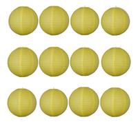A Liittle Tree -12 PCs Round Paper Lanterns Wedding Party Christmas New Year (Yellow, 12")