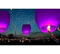 A Liittle Tree- 9PCs Eco-Friendly Chinese Sky Lanterns Birthday Wedding Bonfire Night Christmas New Year Party Celebrations (Purple)