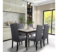 A Liittle Tree - Dining Chair Cover Velvet Chair Covers Stretch Home Banquet Seat Slipcover (2, Velvet - Dark Grey)