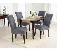 A Liittle Tree - Dining Chair Cover Velvet Chair Covers Stretch Home Banquet Seat Slipcover (4, Velvet - Light Grey)