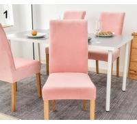 A Liittle Tree - Dining Chair Cover Velvet Chair Covers Stretch Home Banquet Seat Slipcover (4, Velvet - Light Pink)