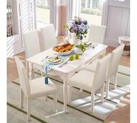 A Liittle Tree - Dining Chair Cover Velvet Chair Covers Stretch Home Banquet Seat Slipcover (6, Velvet - Cream)