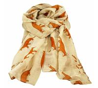A Liittle Tree- Fox Print Lady Women Fashion Stylish Soft Scarf Shawl Wrap Headscarf (Cream)