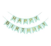 A Liittle Tree® - Happy Birthday & Glitter Bunting Banner Flag Garland Hanging Party Decorations (Happy Birthday Light Green)